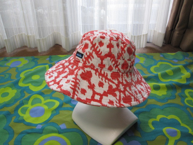 KAVU カブー 帽子 キャップ 実寸55.5cmほど オレンジ系/白 キャンプ アウトドア_画像2