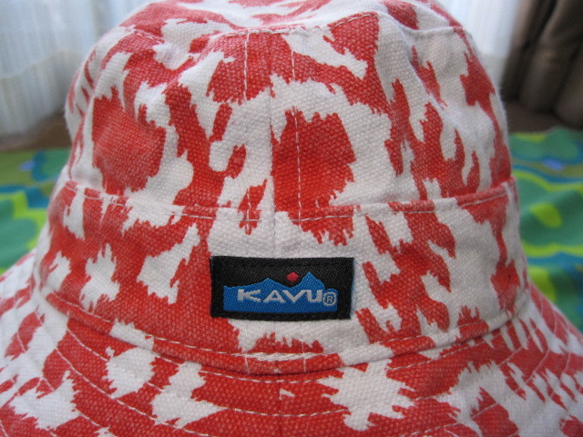 KAVU カブー 帽子 キャップ 実寸55.5cmほど オレンジ系/白 キャンプ アウトドア_画像1