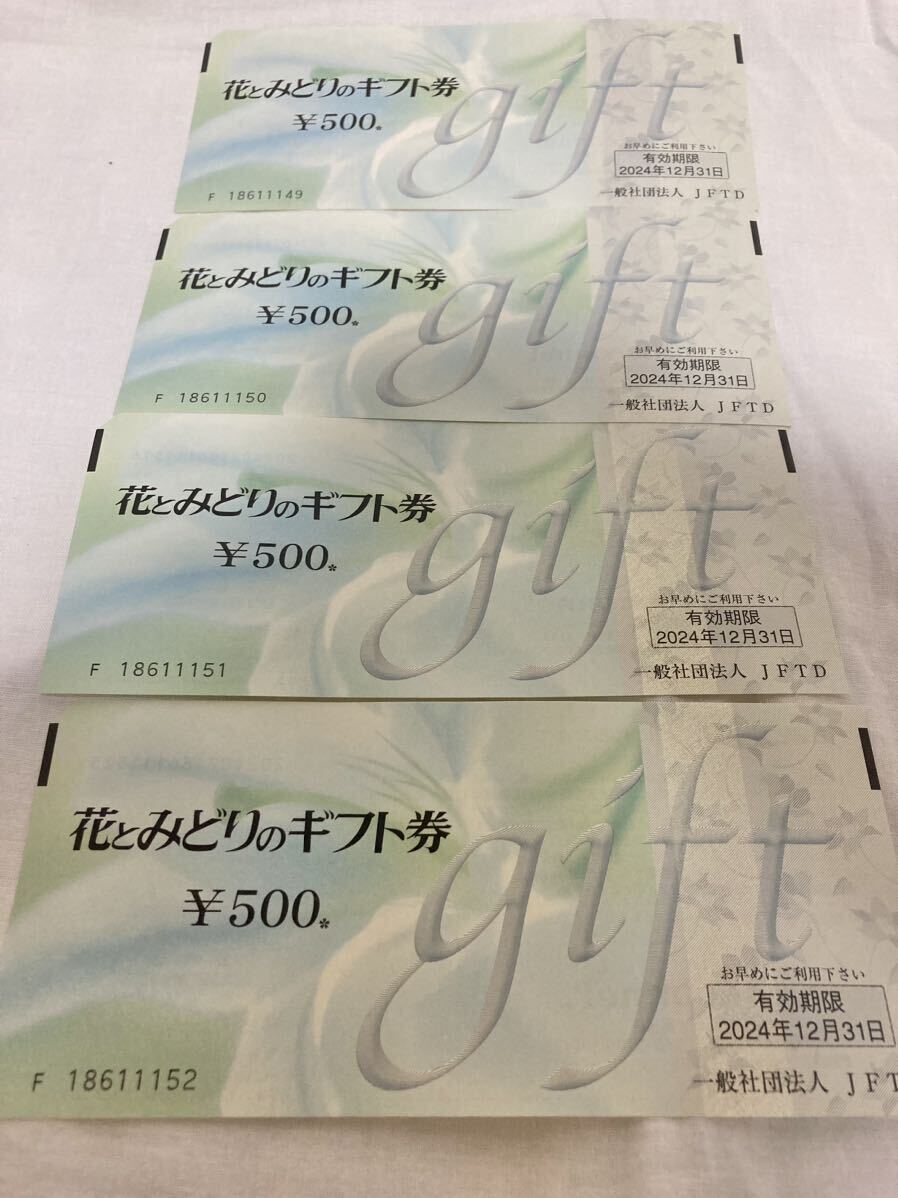花とみどりのギフト券 500円×4枚 2000円分_画像1