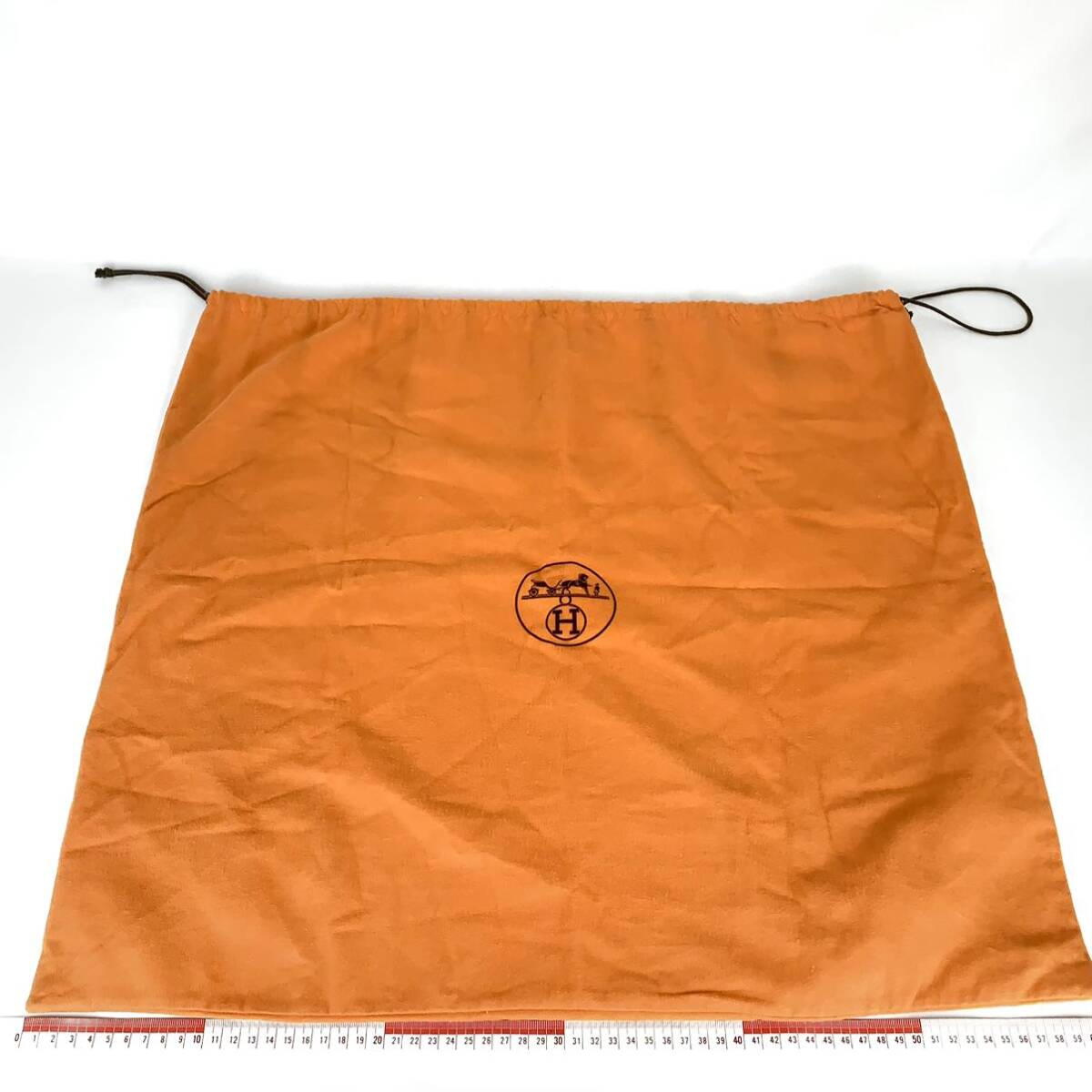 HERMES エルメス 保存袋 60×55 大型 特大旧型 巾着袋 付属品 バッグ用 袋 オレンジ_画像1