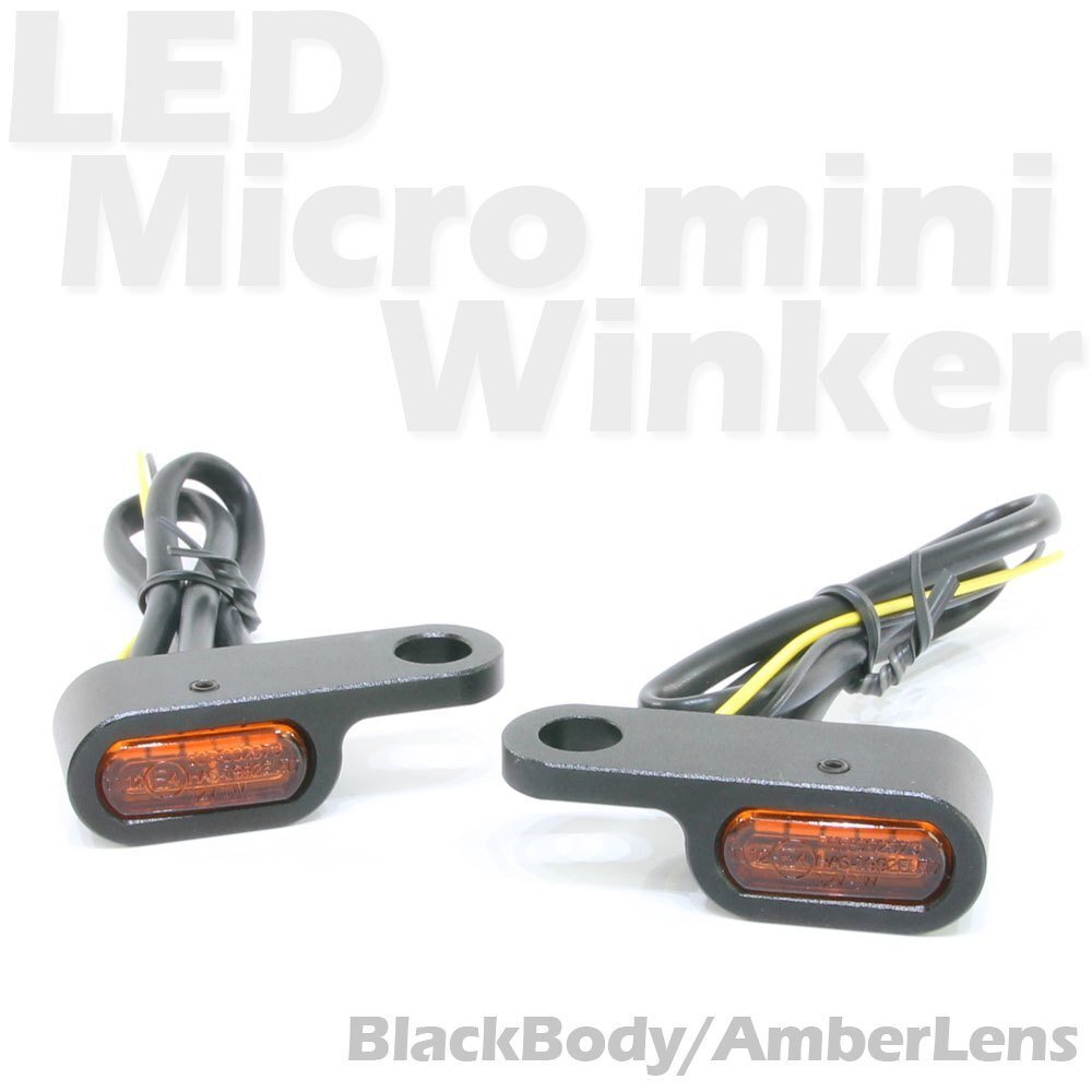 超小型 マイクロミニ LED ウインカー EH ブラックボディ オレンジレンズ 車検対応 2個セット オレンジ/アンバー発光_画像1