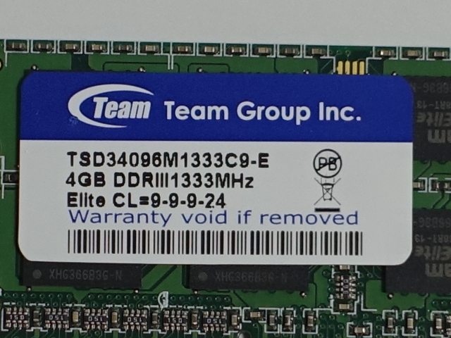 [動作品] ノートPC用メモリ Team TSD34096M1333C9-E PC3-10600 (DDR3-1333) S.O.DIMM 4GB×2枚 計8GBの画像3