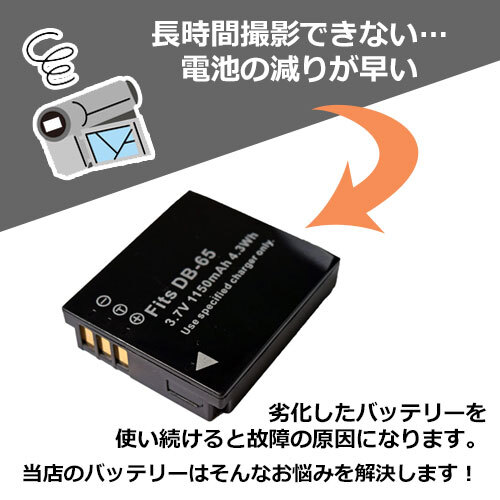 充電器セット リコー（RICOH） DB-65 互換バッテリー ＋ 充電器（USB） コード 01743-01750_画像2