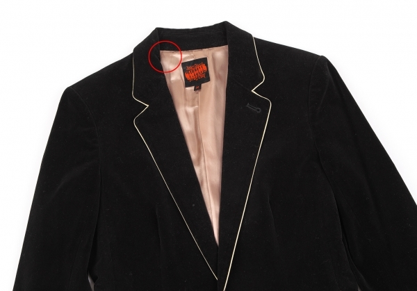 ジャンポールゴルチエJean Paul GAULTIER ベロアパイピング1Bジャケット 黒38_糸引きがあります。