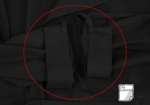 ワイズY's コットンボタンレスドローストリングロングコート 黒2_袖裏に色褪せがあります。