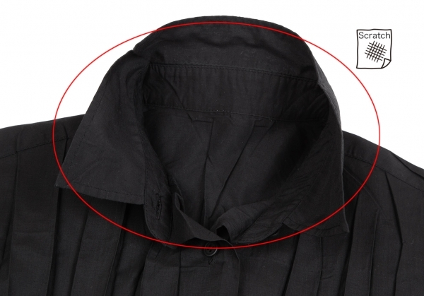 イッセイミヤケ フェットISSEY MIYAKE FETE ポリダブルポケットプリーツシャツ 黒3_アタリがあります。