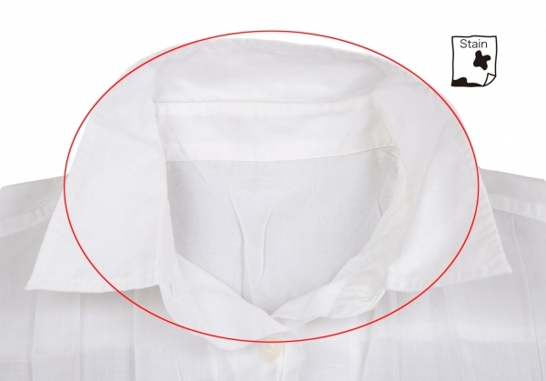 イッセイミヤケ フェットISSEY MIYAKE FETE ポリダブルポケットプリーツシャツ 白3_黄ばみがあります。
