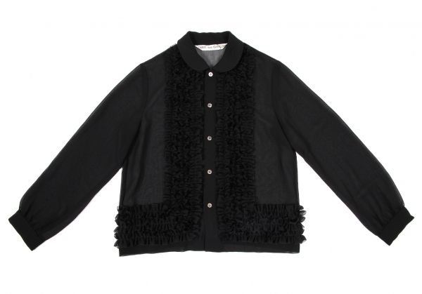  Comme des Garcons COMME des GARCONS frill equipment ornament see-through chiffon blouse black S rank 