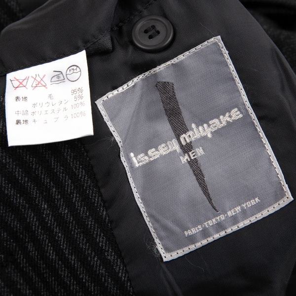 イッセイミヤケメンISSEY MIYAKE MEN スタンドカラー中綿ウールブルゾン チャコールM_画像10