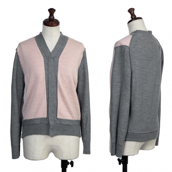  Comme des Garcons COMME des GARCONSbai color inside out knitted cardigan gray * pink S rank 