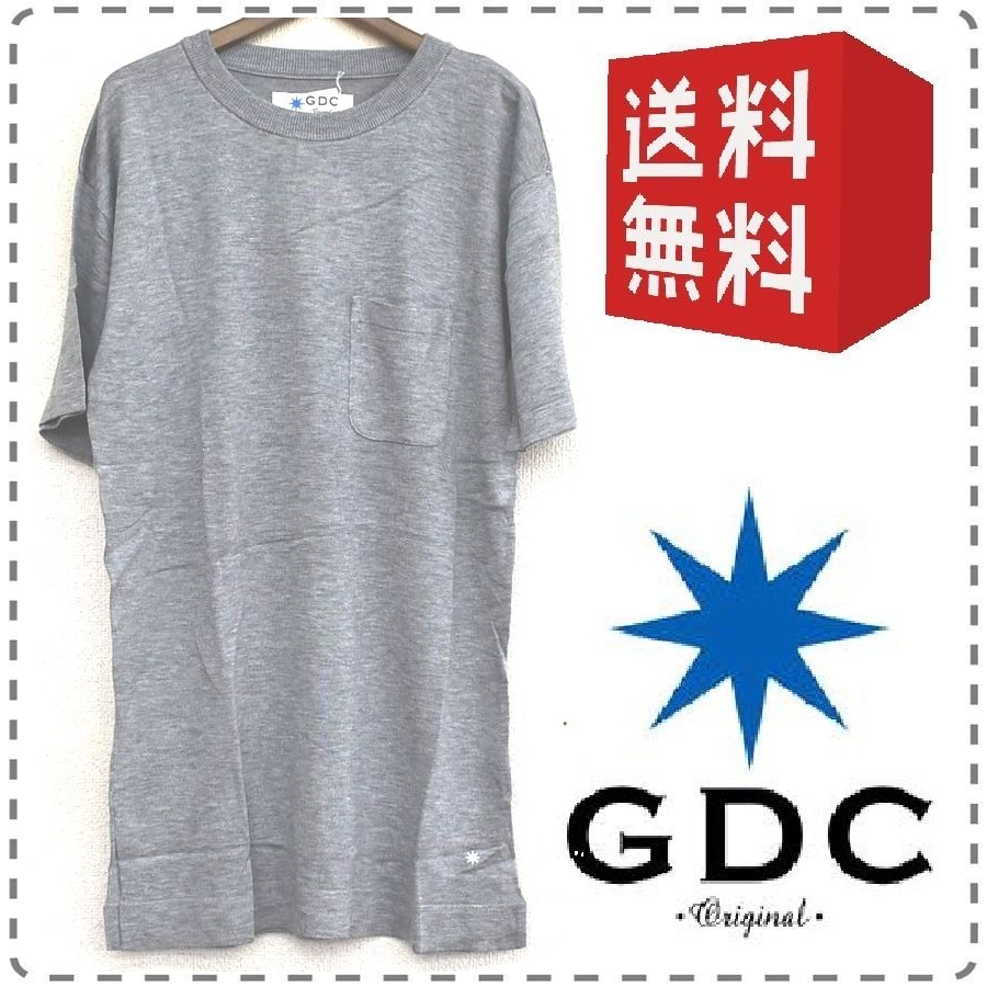 GDC ジーディーシー MITSUKE KNIT 見附ニット 半袖ロングTシャツ 薄手 胸ポケット テンセル100% 男女兼用 メンズSサイズ 灰 送料無料 A301_画像1