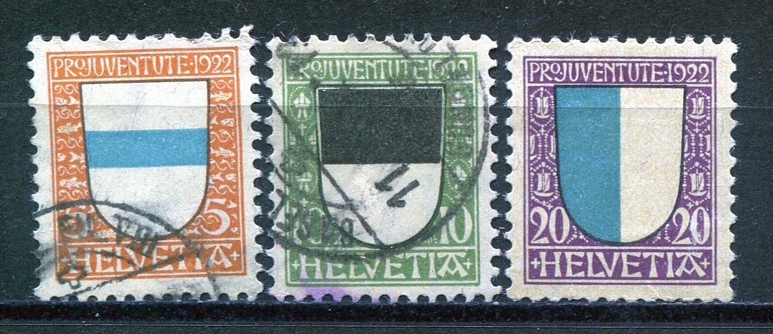 SWI◇スイス 1922年 紋章・児童福祉 3種 済・MHの画像1
