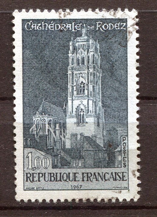 BX-3◇フランス　1967年　観光／ロデーズ大聖堂　1種　済_画像1