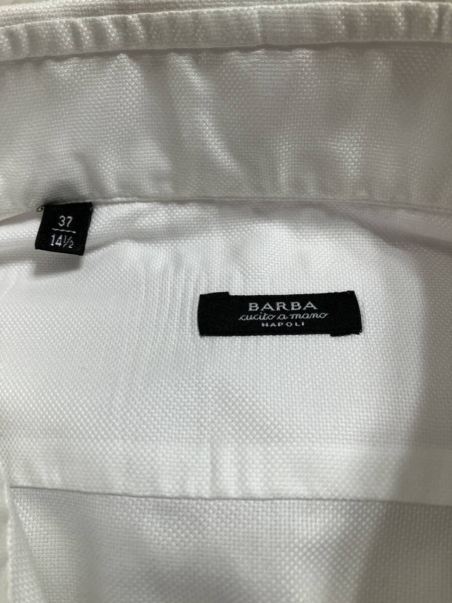 BARBA バルバ ホリゾンタルカラーシャツ　37-141/2　白　ロイヤルオックスフォード_画像3
