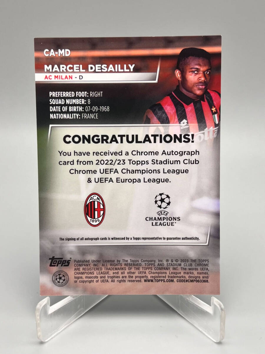 2022-23 Panini Stadium Chrome マルセル・デサイー Marcel Desailly 直筆サインカード AC MILAN Auto_画像2