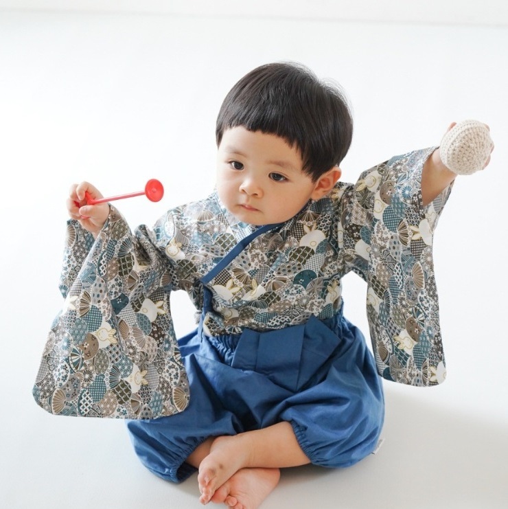  Kids hakama ребенок фотография фотосъемка кимоно японская одежда верх и низ в комплекте baby младенец выставить церемния на рождение ребенка Okuizome 70