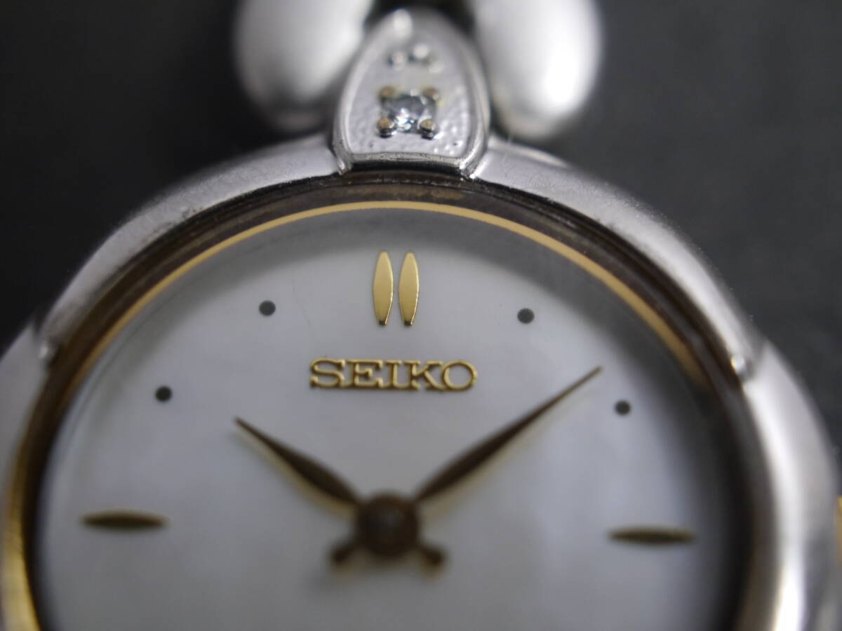 セイコー SEIKO エクセリーヌ EXCELINE クォーツ 2針 純正ベルト 4N20-1060 女性用 レディース 腕時計 x123 稼働品_画像3