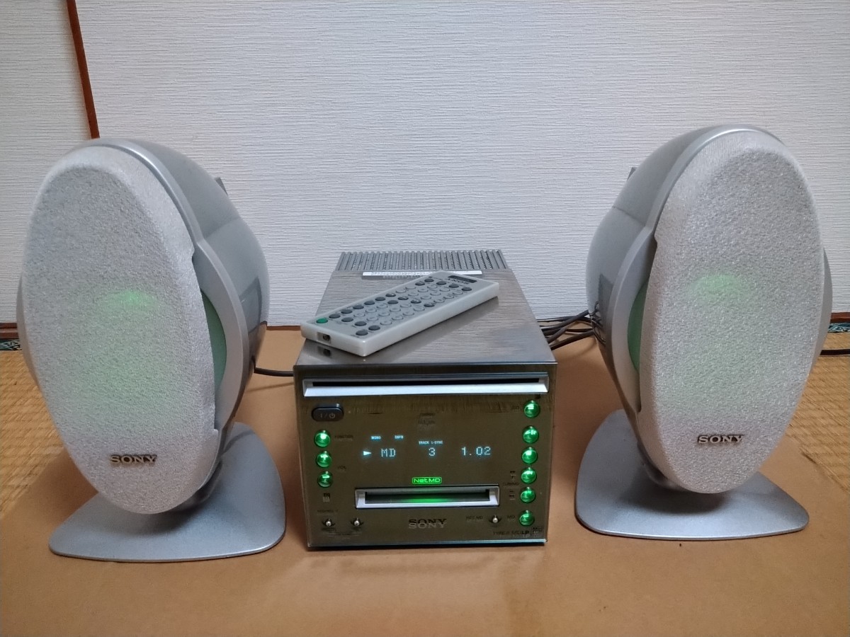 SONY 　ソニー　HCD-C7NT CD/MD/AM/FMラジオコンポ 最大出力：40W リモコンン付　３次元形状スピーカー_画像1