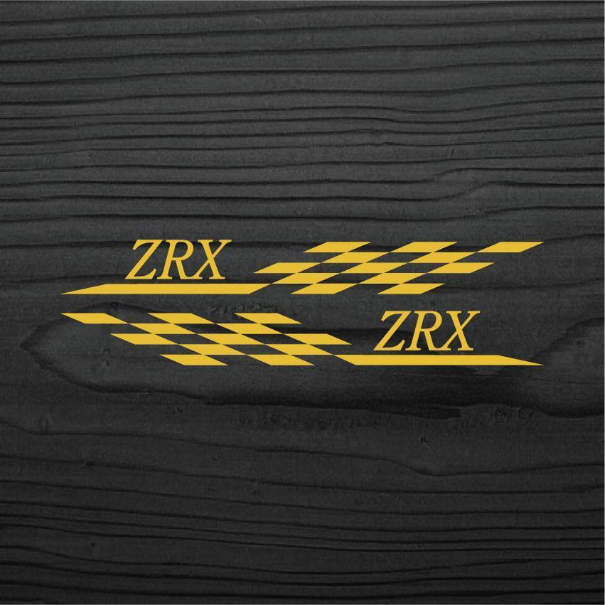 カワサキ ZRX チェッカーフラッグ カッティングステッカー 左右セット 金色の画像1