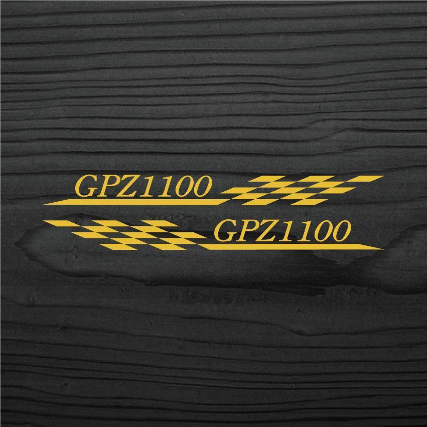 カワサキ GPZ1100 チェッカーフラッグ カッティングステッカー 左右セット 金色_画像1