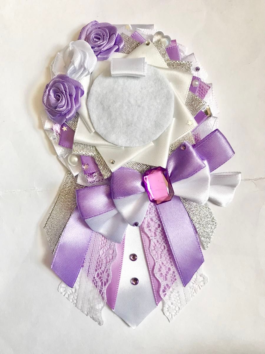 ロゼット ハンドメイド 痛ロゼット 痛バ 紫×白 パープル ホワイト