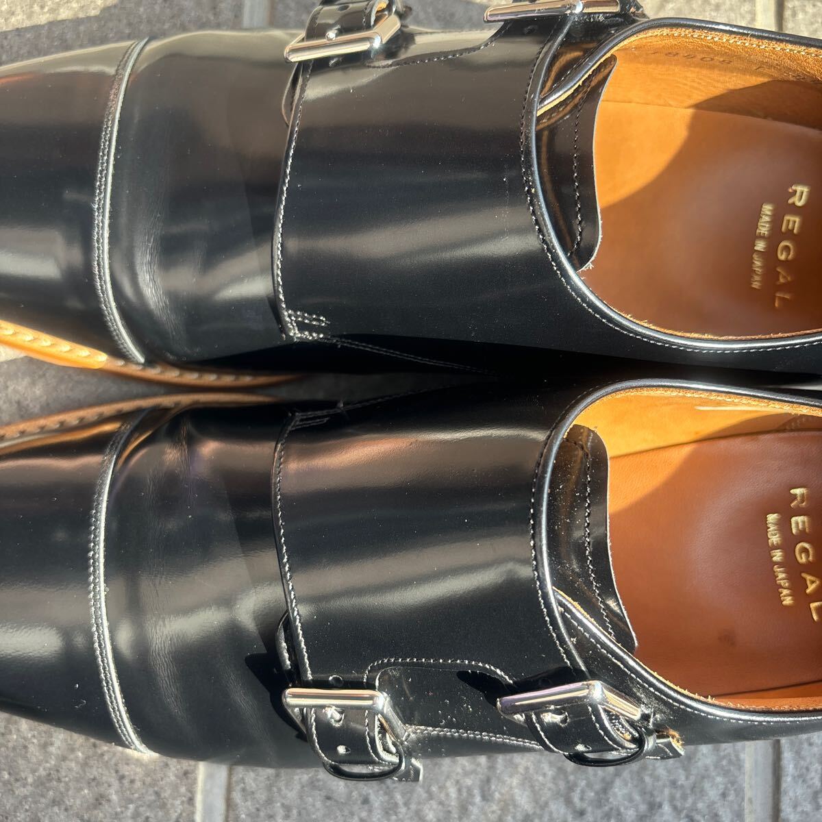 REGAL リーガル ダブルモンクストラップ ビジネス 革靴 黒 25cmの画像7
