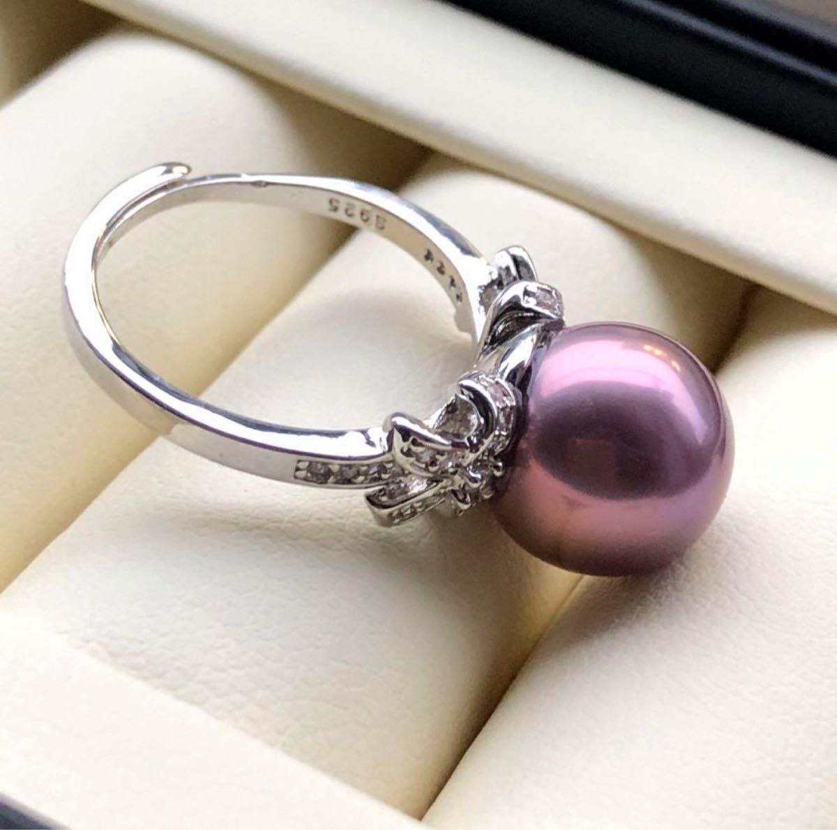 本真珠 淡水エジソンパール メタリック紫 10 77mmmリング 指輪 SILVER 