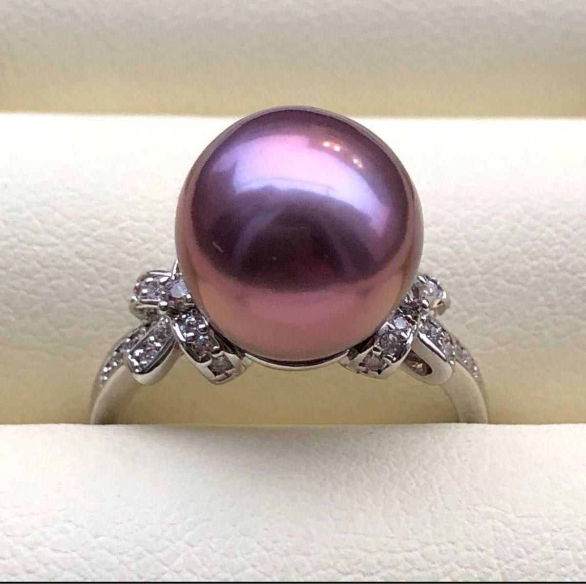 本真珠 淡水エジソンパール メタリック紫 10 77mmmリング 指輪 SILVER 