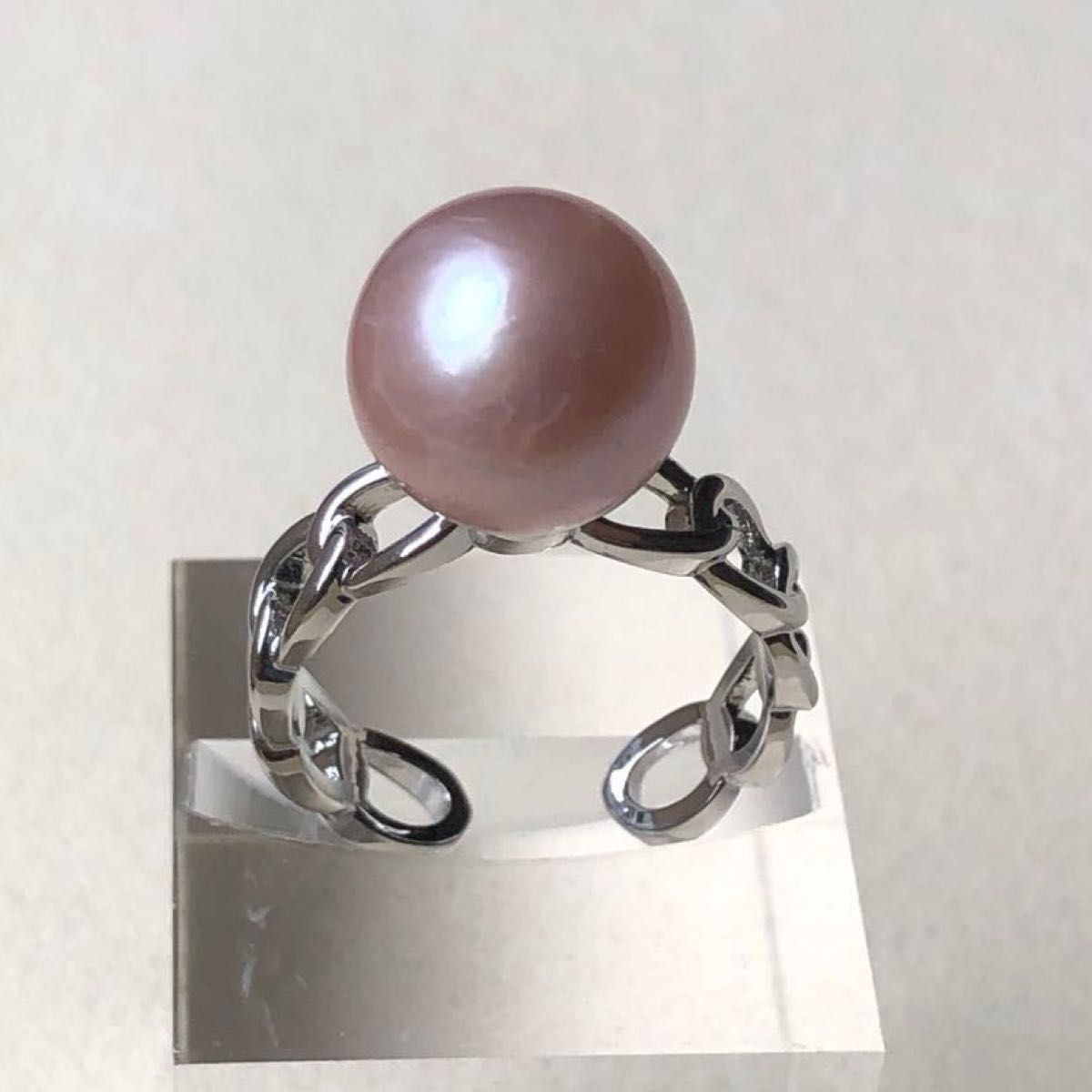 本真珠　エジソンパールリング　ブラウンピンク　ラウンド11㍉　天然淡水パールリング　指輪