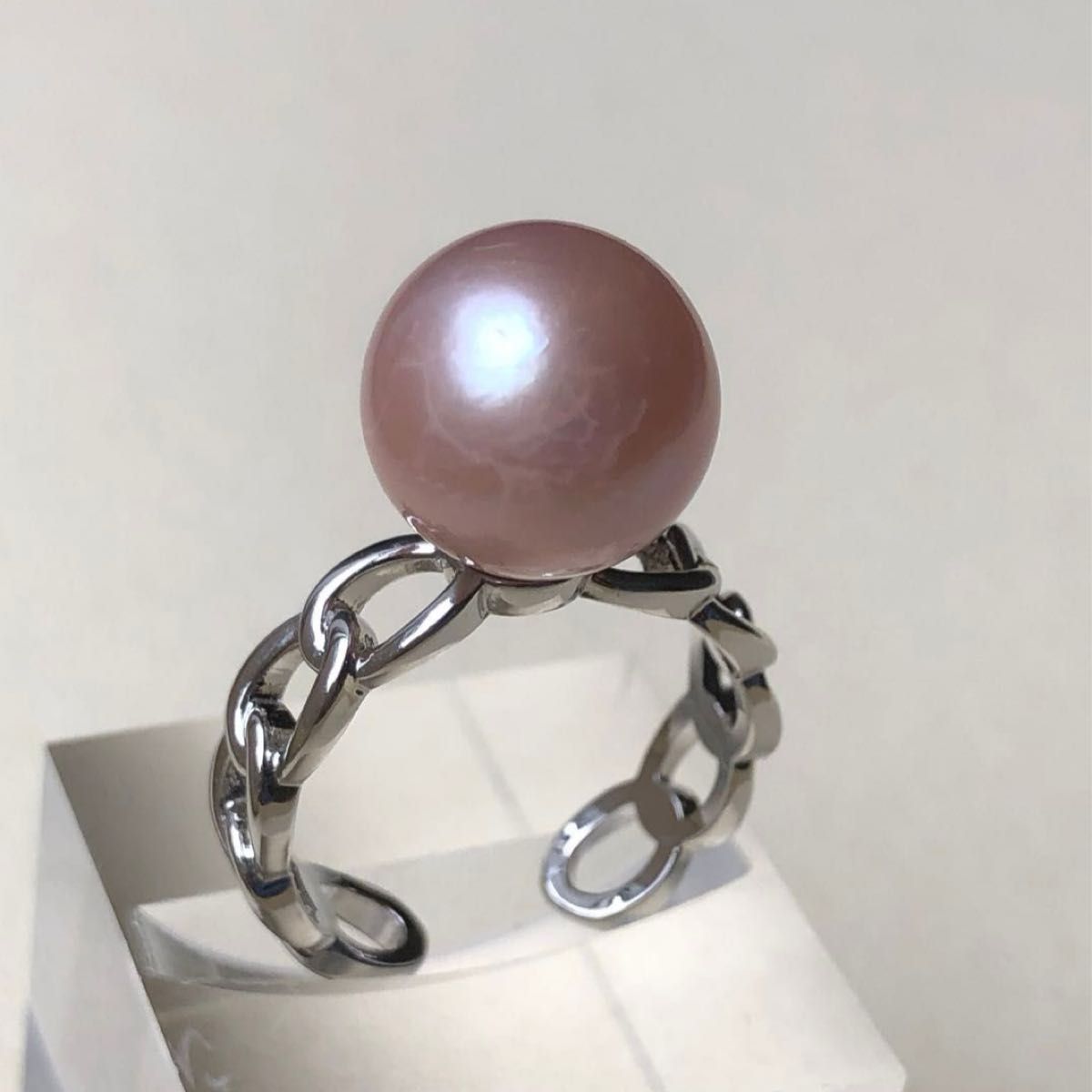 本真珠　エジソンパールリング　ブラウンピンク　ラウンド11㍉　天然淡水パールリング　指輪