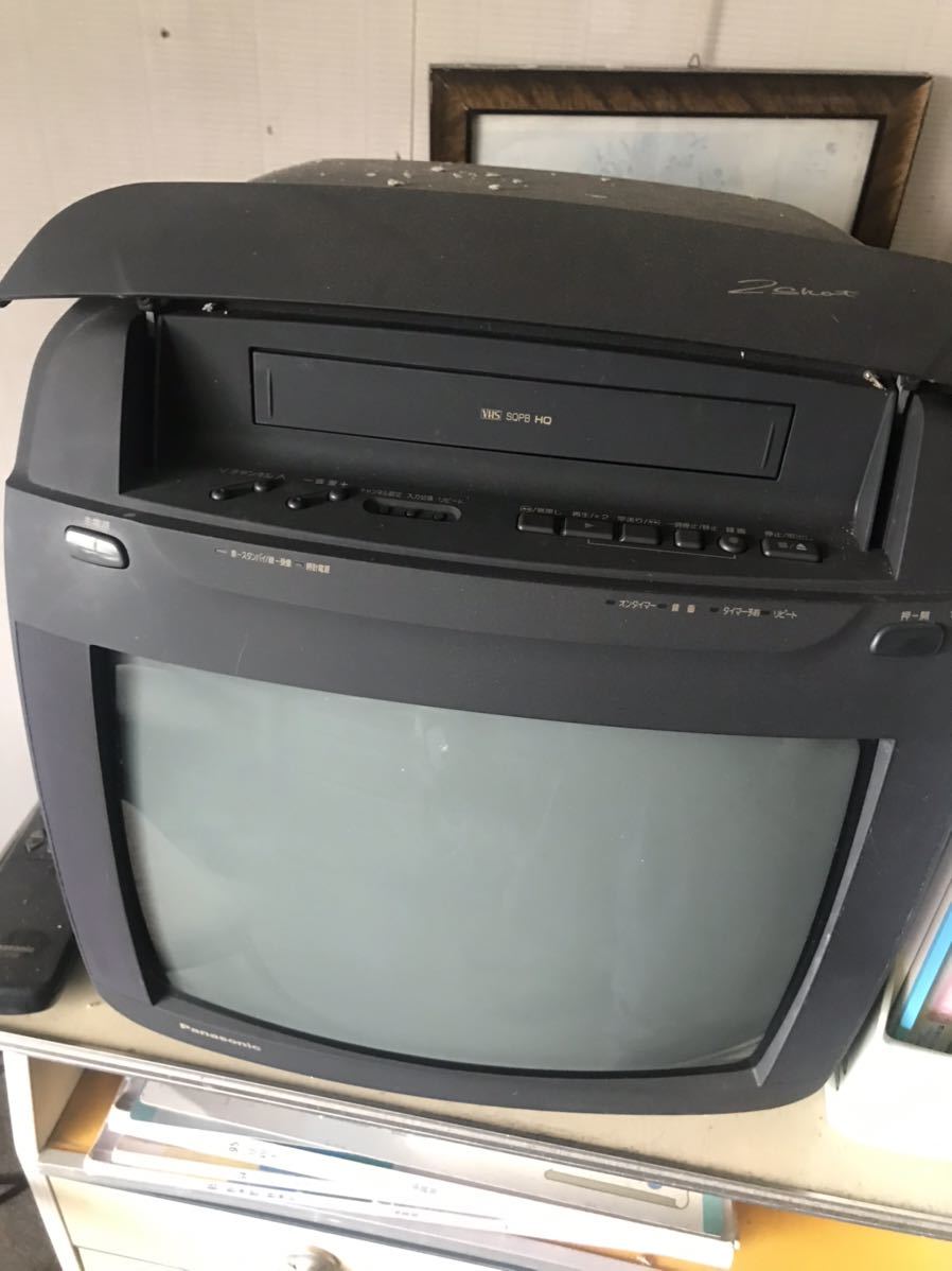  junk Panasonic 2shot televideo one body Brown tube tv Showa Retro interior remote control equipped 