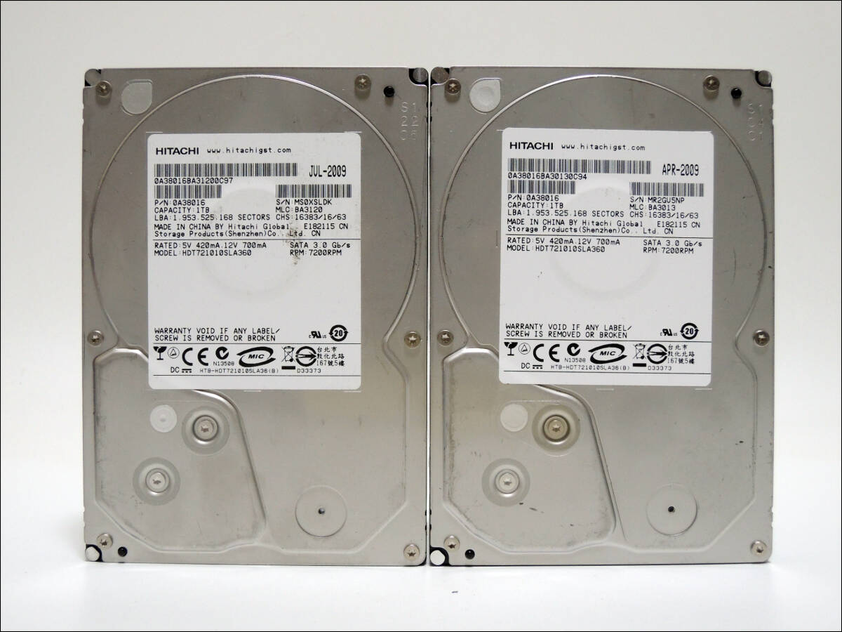 HITACHI 3.5インチHDD HDT721010SLA360 1TB SATA 2台セット #12075_画像1