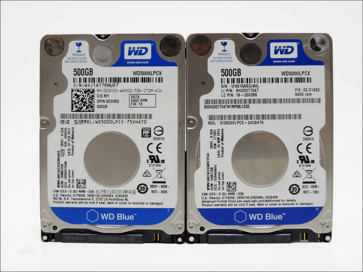 WD 2.5インチHDD WD5000LPCX 500GB SATA 2個セット #12105_画像1