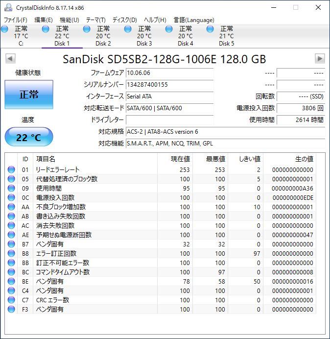 SanDisk 2.5インチSSD X100 SD5SB2-128G-1008E 128GB SATA #11996_画像3