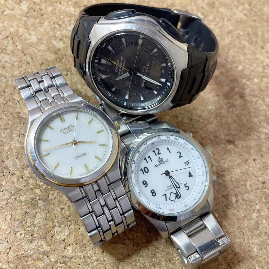 ●可動ジャンク● ３本まとめ売り　CASIO CITIZEN MARSHAL ソーラー時計　必ず説明文お読み下さい　331_画像1