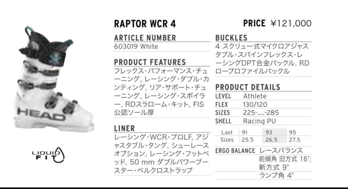 24/25 HEAD RAPTOR WCR4 24/24,5cmの画像3