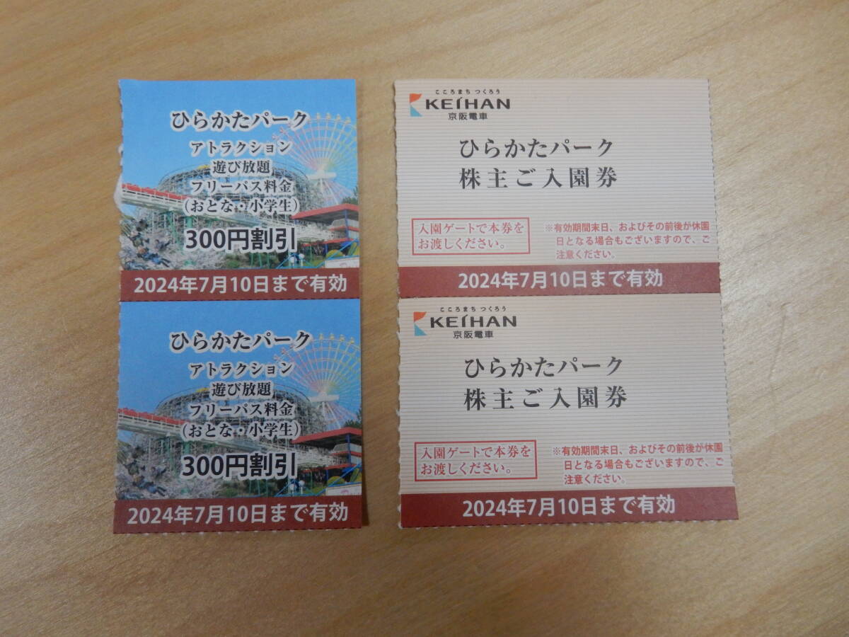 ひらかたパーク　株主ご入園券・のりもの乗り放題フリーパス割引券　各2枚　2024年7月10日_画像1