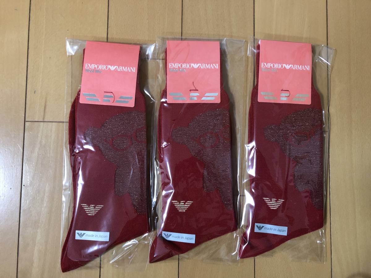  включая доставку не использовался Emporio Armani носки 3 пар комплект носки джентльмен мужской 25~27cm красный 