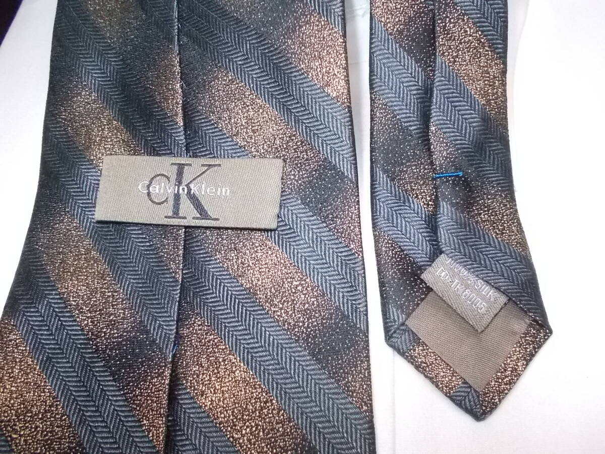 a40*Calvin Klein necktie * Calvin Klein necktie silk made in Japan ARA commercial firm stripe 6C
