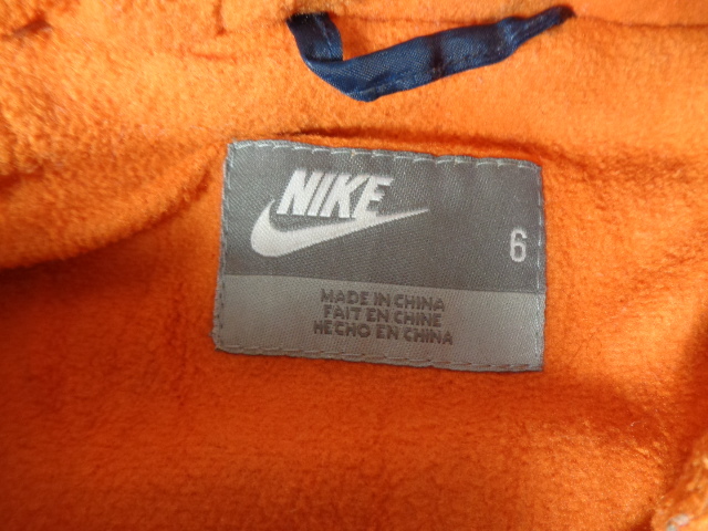 470◆00s NIKE パデットジャケット ジュニア◆ナイキ size6 キッズ 子供服 ネイビー ポリ素材 裏フリース 09年製 フード ベルクロジップ6C_画像4