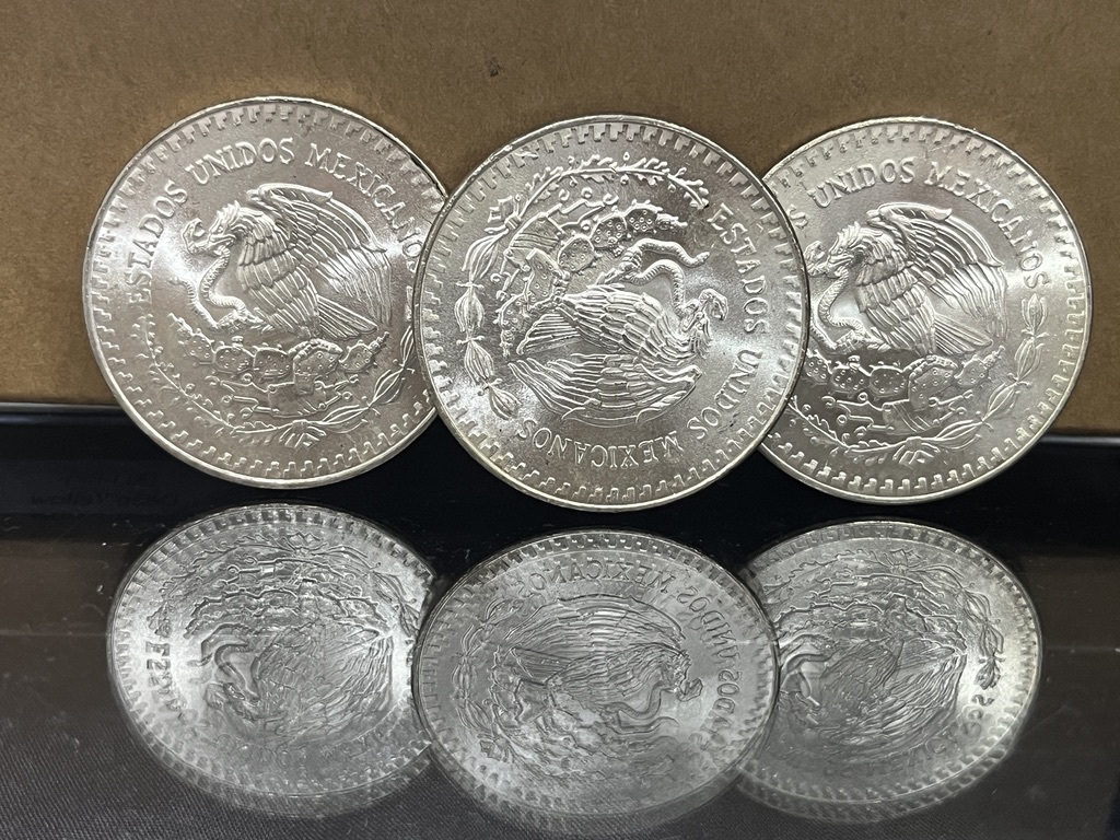 【総重量 約93g】１枚31g×3枚まとめて■MEXICO メキシコ■1985年 1オンザ/1ONZA 銀貨 PLATA PURA 硬貨 匿名配送_画像3