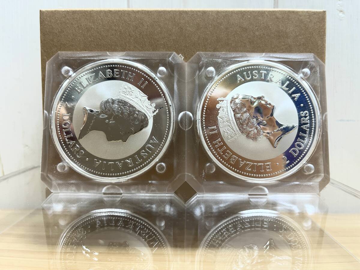 【２枚まとめて】オーストラリア 2ドル 純銀銀貨 2オンス AUSTRALIAN KOOKABURRA 2OZ 999 SILVER 1996 エリザベス２世 匿名配送の画像2