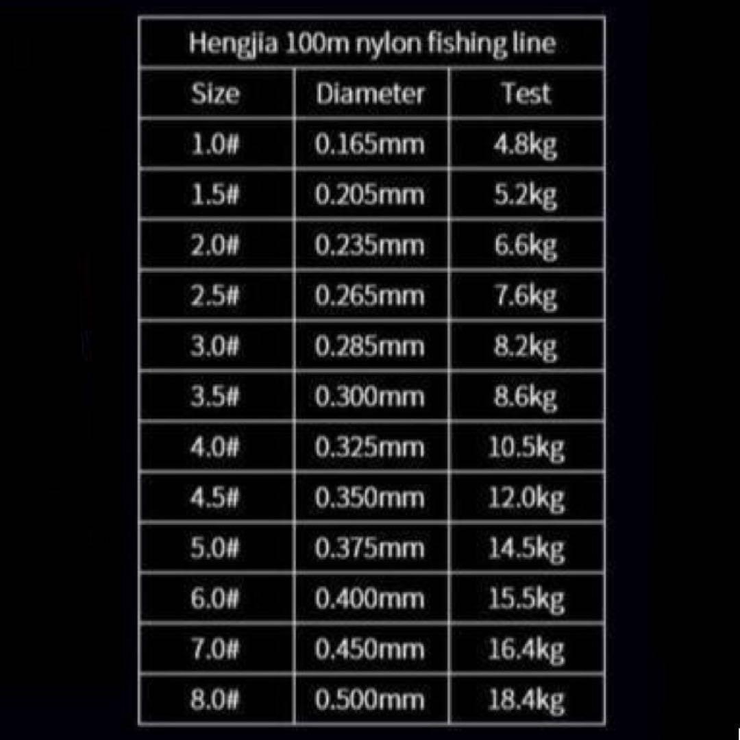 ナイロン フィッシング ライン 5.0号 100m 1個 黒緑_画像4