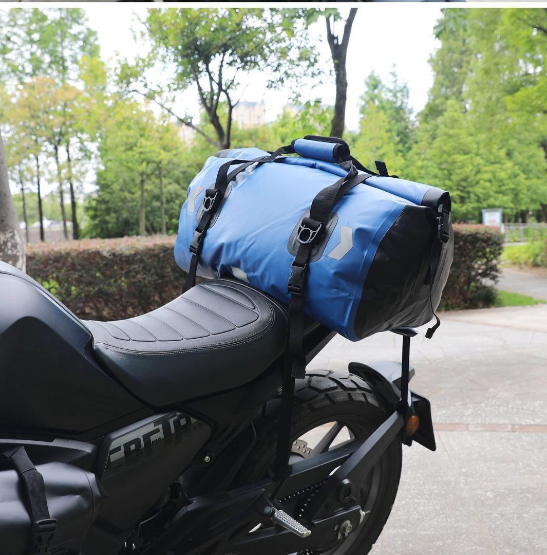 バイクシートバッグ 防水 軽量 完全防水 シートバッグ　ブルー　50L_画像2