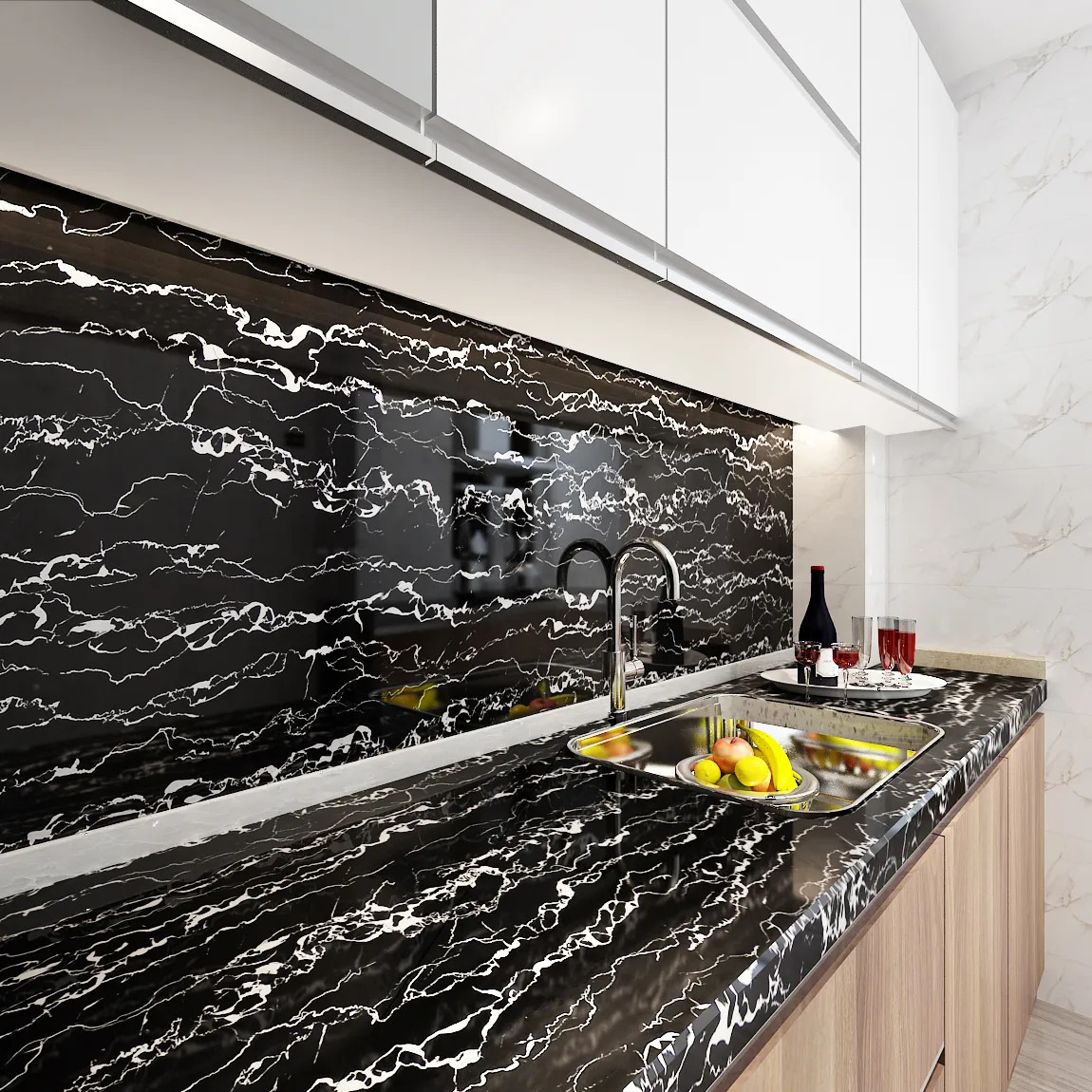 自己粘着性の白い大理石の背景 防水性と耐油性の壁紙 粘着性のウォールステッカー 家庭用 キッチン用