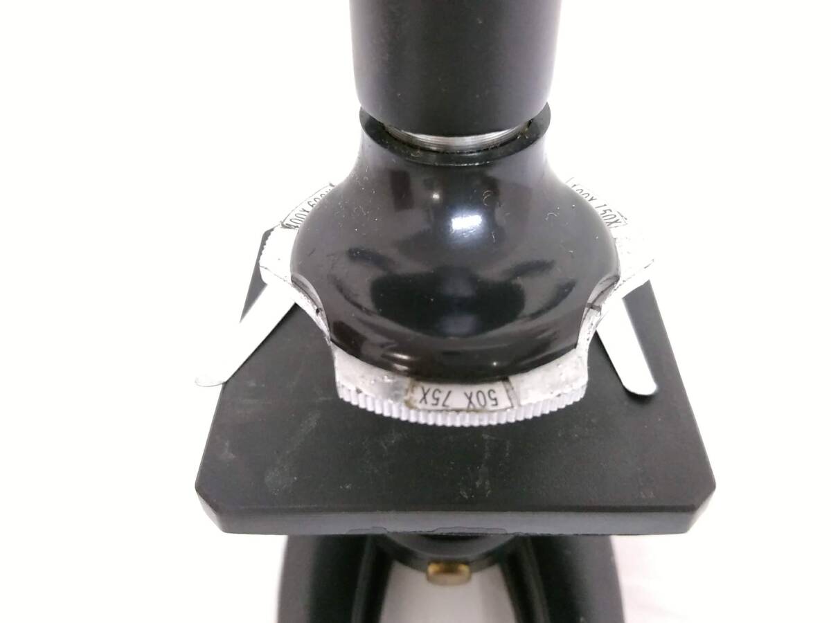 【USED品】PRINCE プリンス光学 P.M.L 50X-600X 顕微鏡/観察/科学/自由研究/理科/生物/光学装置/約21×7×12cm/木箱付き/8-ZHC57の画像4