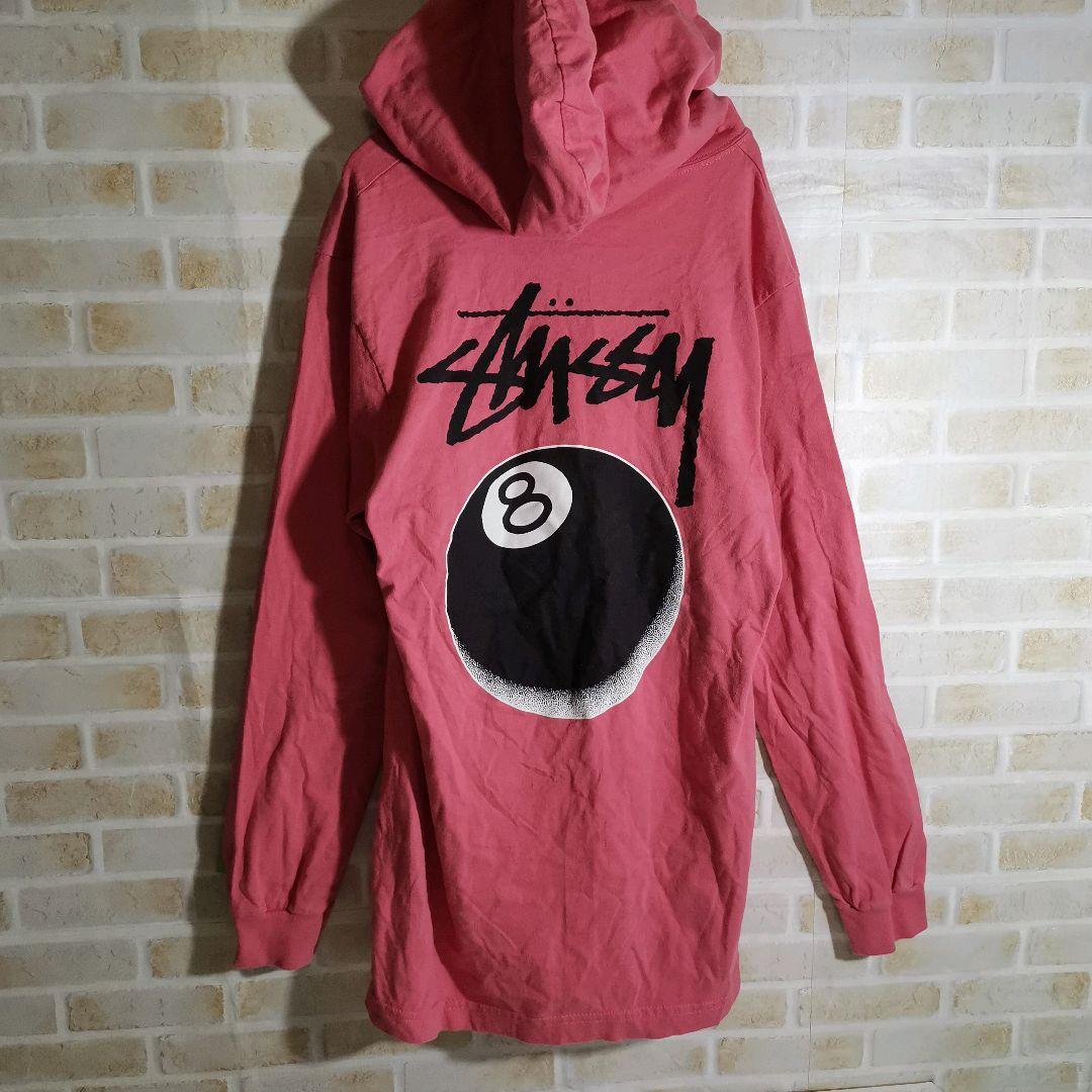 STUSSY ステューシー Tシャツ 長袖 ロンＴ ピンク エイトボール_画像3