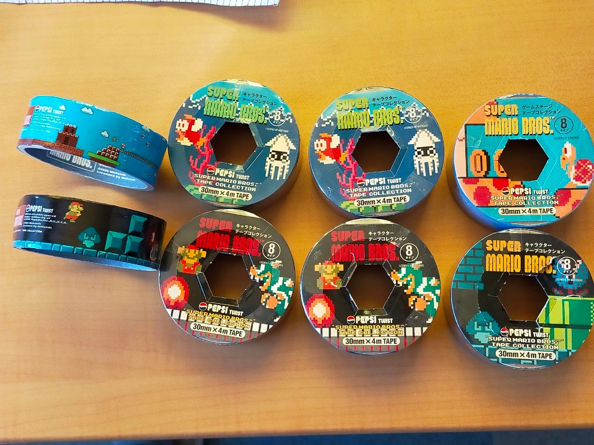 PEPSI スーパーマリオブラザーズ キャラクターテープ 未使用未開封6個 微使用2個 非売品 ペプシコーラ