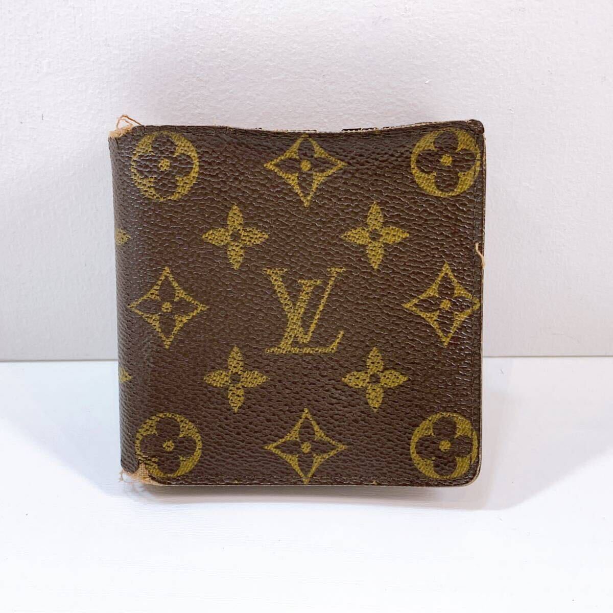 304☆中古☆LOUIS VUITTON ルイヴィトン モノグラム ポルトフォイユ マルコ 二つ折り財布 ブラウン メンズ レディース ヴィンテージ 現状品の画像1