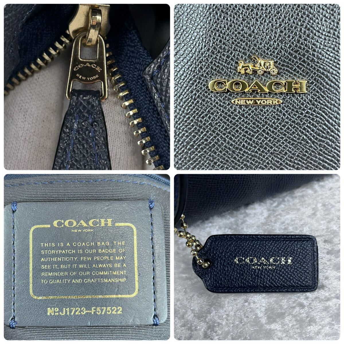 未使用級 コーチ COACH トートバッグ ビジネスバッグ メンズ A4収納可 肩掛け レザー 本革 紺 ネイビー 大容量 ロゴ金具 チャーム 通勤_画像8